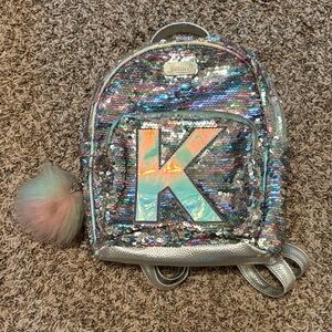 Justice K Multicolor Flip Sequin Mini Backpack with Pom Pom